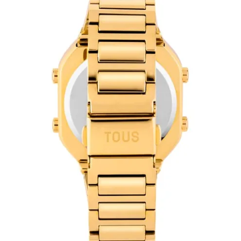 Relógio digital com bracelete em aço IPG dourado e zircónias D-BEAR