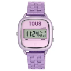 Relógio digital com bracelete em aço em cor malva D-Logo