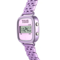 Relógio digital com bracelete em aço em cor malva D-Logo