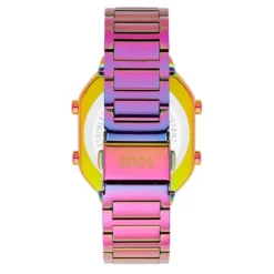 Relógio digital com bracelete em aço IP iridescente D-Bear