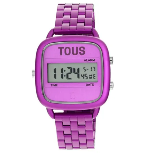 Relógio digital com bracelete em aço em cor fúcsia D-Logo