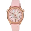 Relógio gmt automático  com correia de silicone rosa, caixa em aço IPRG rosa e mostrador em madrepérola TOUS Now