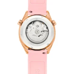 Relógio gmt automático  com correia de silicone rosa, caixa em aço IPRG rosa e mostrador em madrepérola TOUS Now