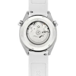 Relógio gmt automático  com correia de silicone branca, caixa em aço e mostrador em madrepérola TOUS Now
