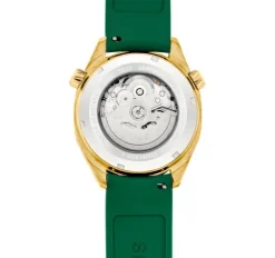 Relógio gmt automático  com correia de silicone verde, caixa em aço IPG dourado e mostrador em madrepérola TOUS Now