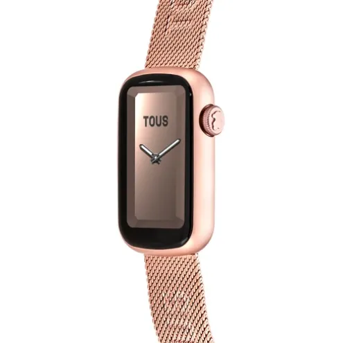 Relógio smartwatch com bracelete em aço IPRG rosado e caixa de alumínio na cor IPRG rosado TOUS T-Band Mesh
