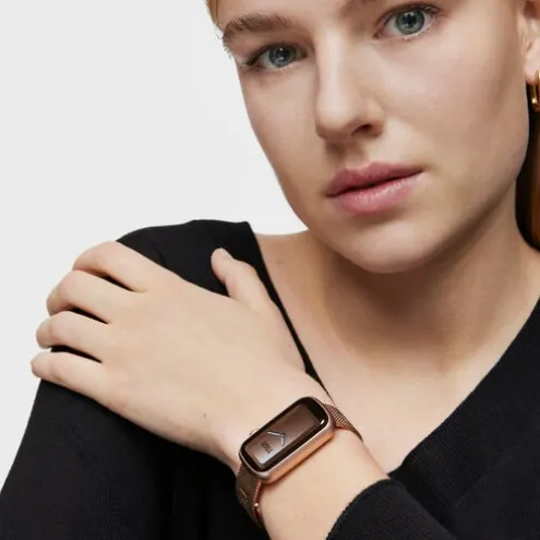 Relógio smartwatch com bracelete em aço IPRG rosado e caixa de alumínio na cor IPRG rosado TOUS T-Band Mesh