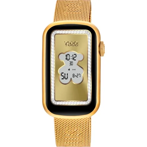 Relógio smartwatch com bracelete em aço IPG dourado e caixa de alumínio na cor IPG dourado TOUS T-Band Mesh