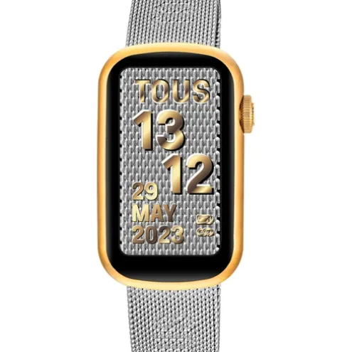Relógio smartwatch com bracelete em aço e caixa de alumínio na cor IPG dourado TOUS T-Band Mesh