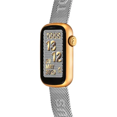 Relógio smartwatch com bracelete em aço e caixa de alumínio na cor IPG dourado TOUS T-Band Mesh