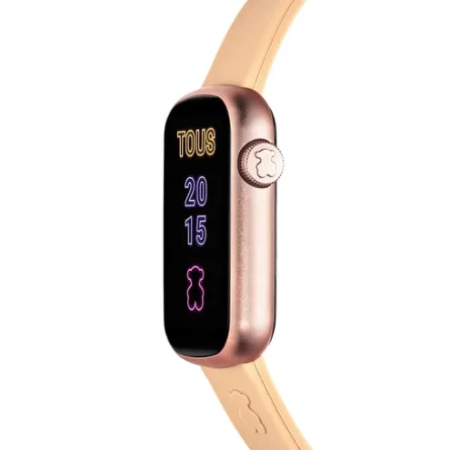 Relógio smartwatch com correia em nylon e correia em silicone na cor pau-rosa T-Band