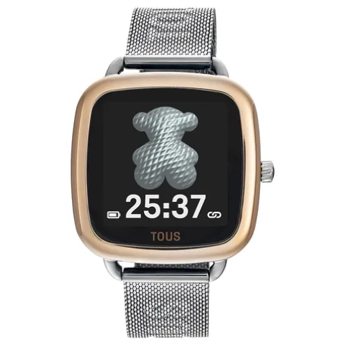 Relógio smartwatch em aço IPRG rosa e bracelete em aço D-Connect
