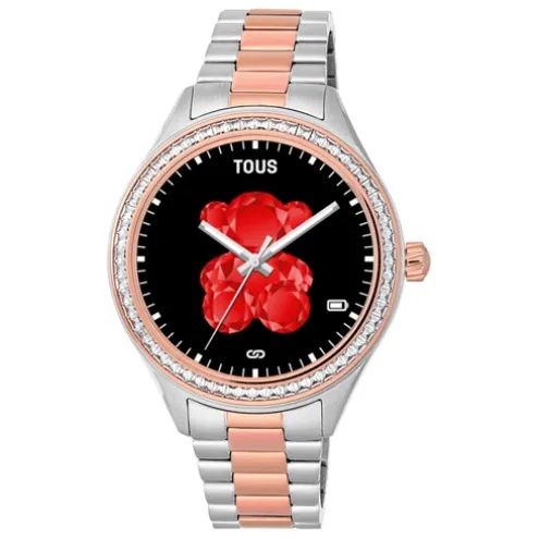Relógio smartwatch T- Shine Connect com bracelete em aço, aço IP rosado e zircónias brancas