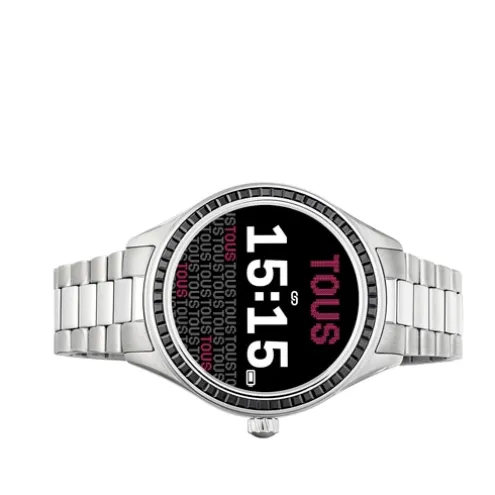 Relógio smartwatch T- Shine Connect com bracelete em aço e zircónias pretas