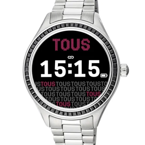 Relógio smartwatch T- Shine Connect com bracelete em aço e zircónias pretas