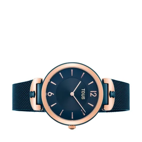 Relógio S-Mesh bicolor Aço/IP rosado e azul