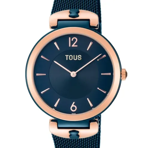 Relógio S-Mesh bicolor Aço/IP rosado e azul