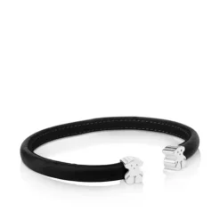 Silver and Black Leather Sweet Dolls Bracelet