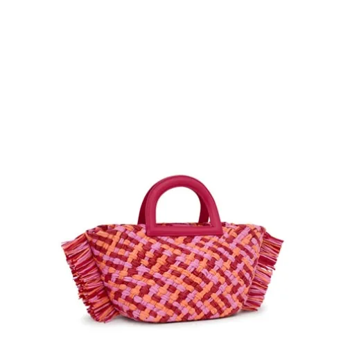 Tote bag em ráfia média fúcsia TOUS Dora