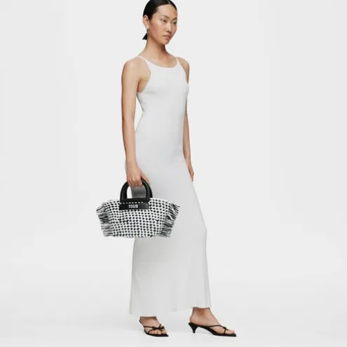 Tote bag em ráfia média preta TOUS Dora